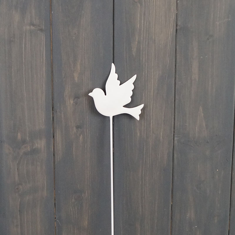 White Enamel Dove on Stick (30cm) detail page
